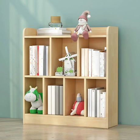 Trendy Natural Timber Rectangular Wide Storage Bookcase Image - 2