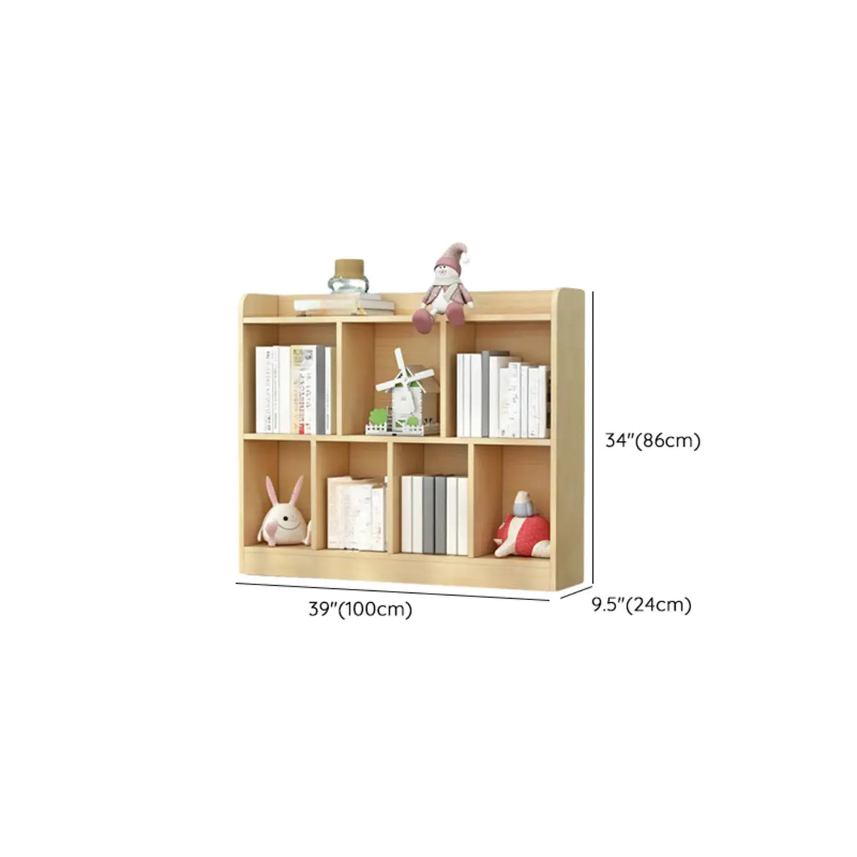 Trendy Natural Timber Rectangular Wide Storage Bookcase Image - 22
