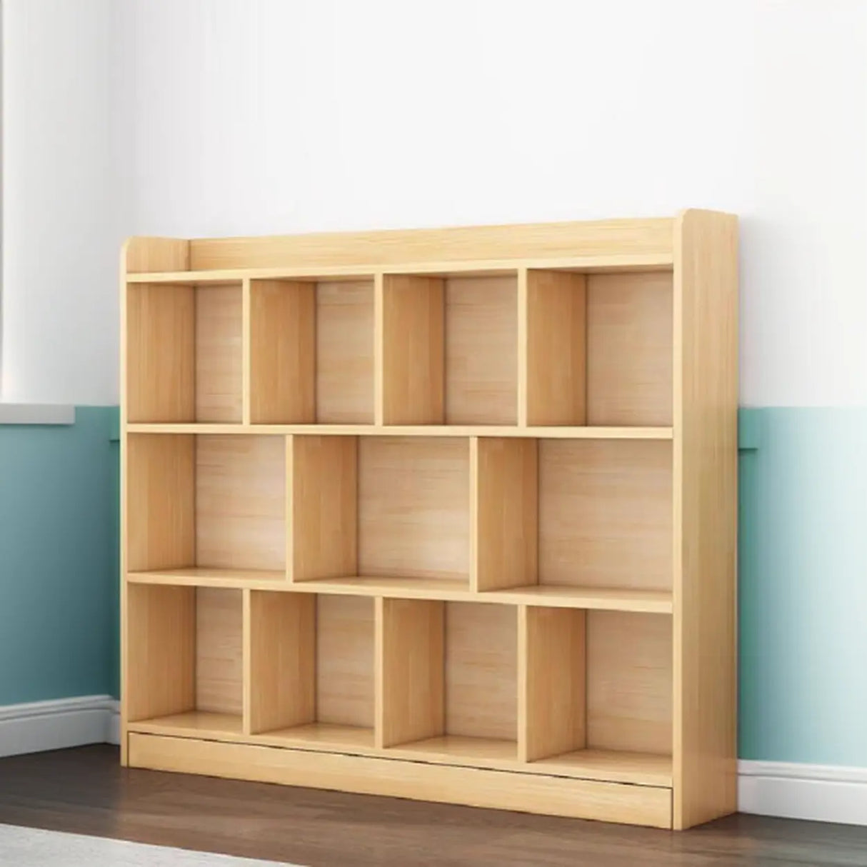 Trendy Natural Timber Rectangular Wide Storage Bookcase Image - 4