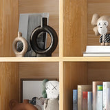 Trendy Natural Timber Rectangular Wide Storage Bookcase Image - 6