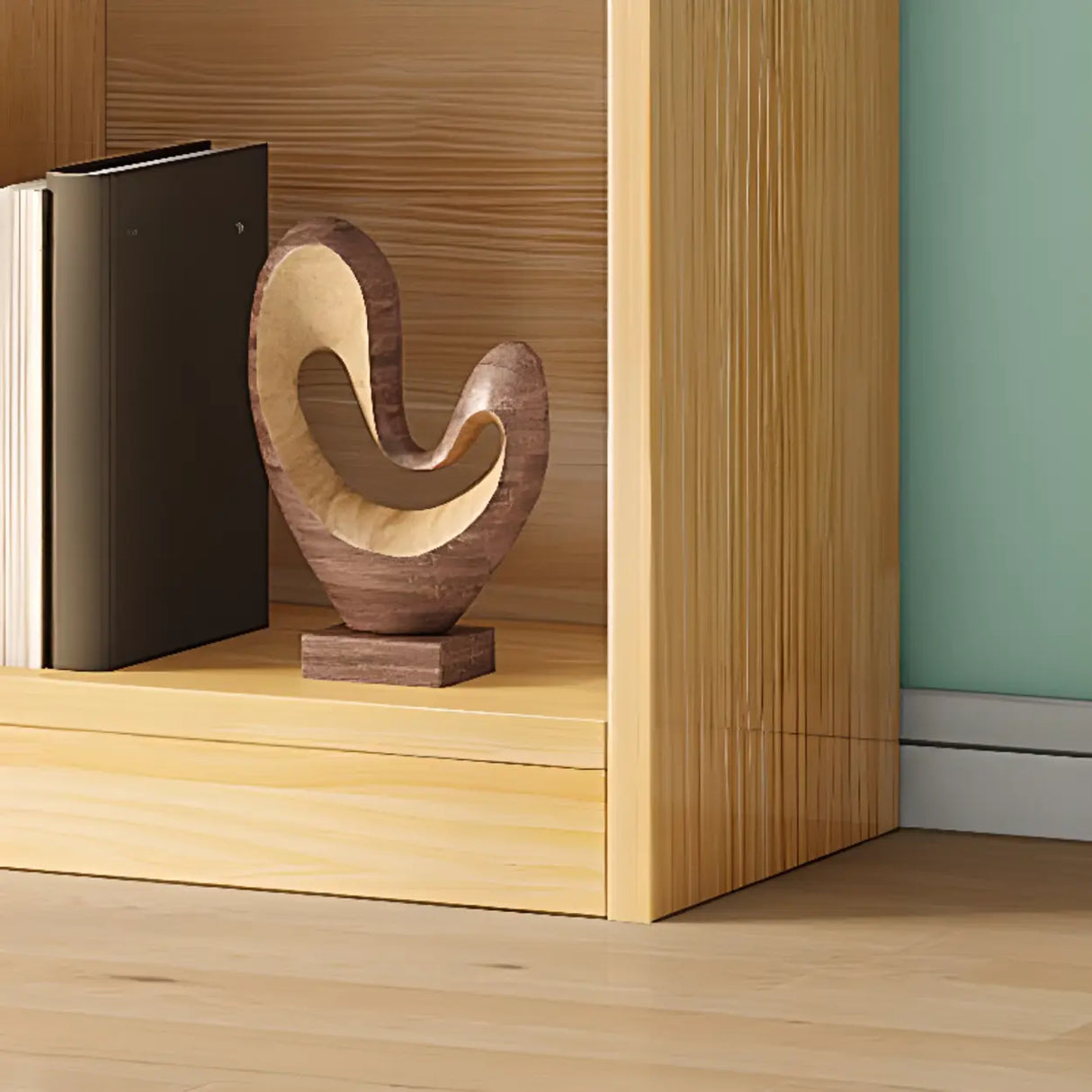 Trendy Natural Timber Rectangular Wide Storage Bookcase Image - 8