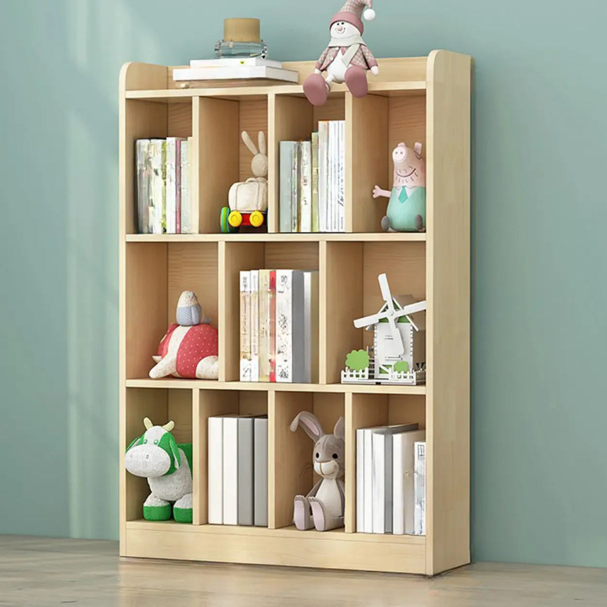 Trendy Natural Timber Rectangular Wide Storage Bookcase Image - 9