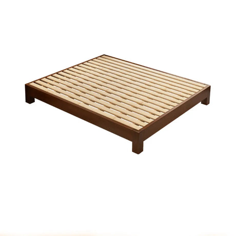 Trendy Nut-Brown Queen Rectangular Wood Frame Panel Bed Image - 2