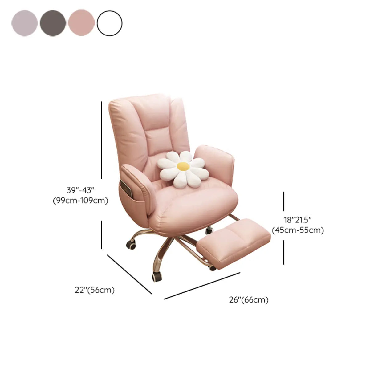 Trendy Off-White Swivel Tilt Leather Footrest Office Chair 