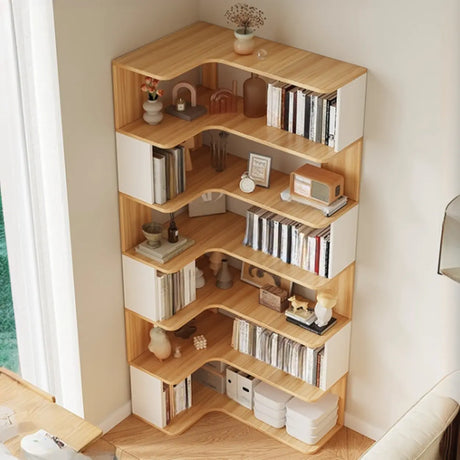 Trendy Open Back Wooden Corner Storage Bookcase Medium Image - 1