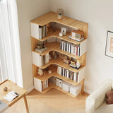 Trendy Open Back Wooden Corner Storage Bookcase Medium Image - 19