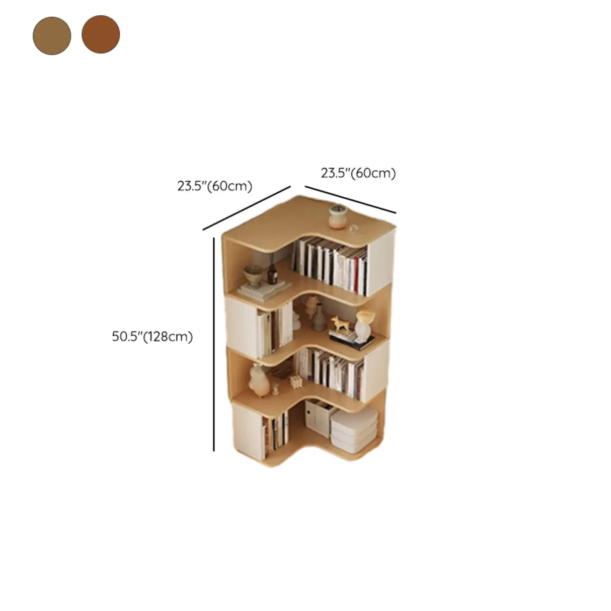 Trendy Open Back Wooden Corner Storage Bookcase Medium 