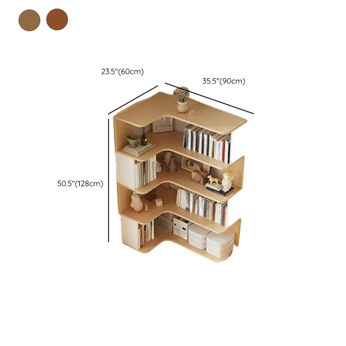 Trendy Open Back Wooden Corner Storage Bookcase Medium Image - 22