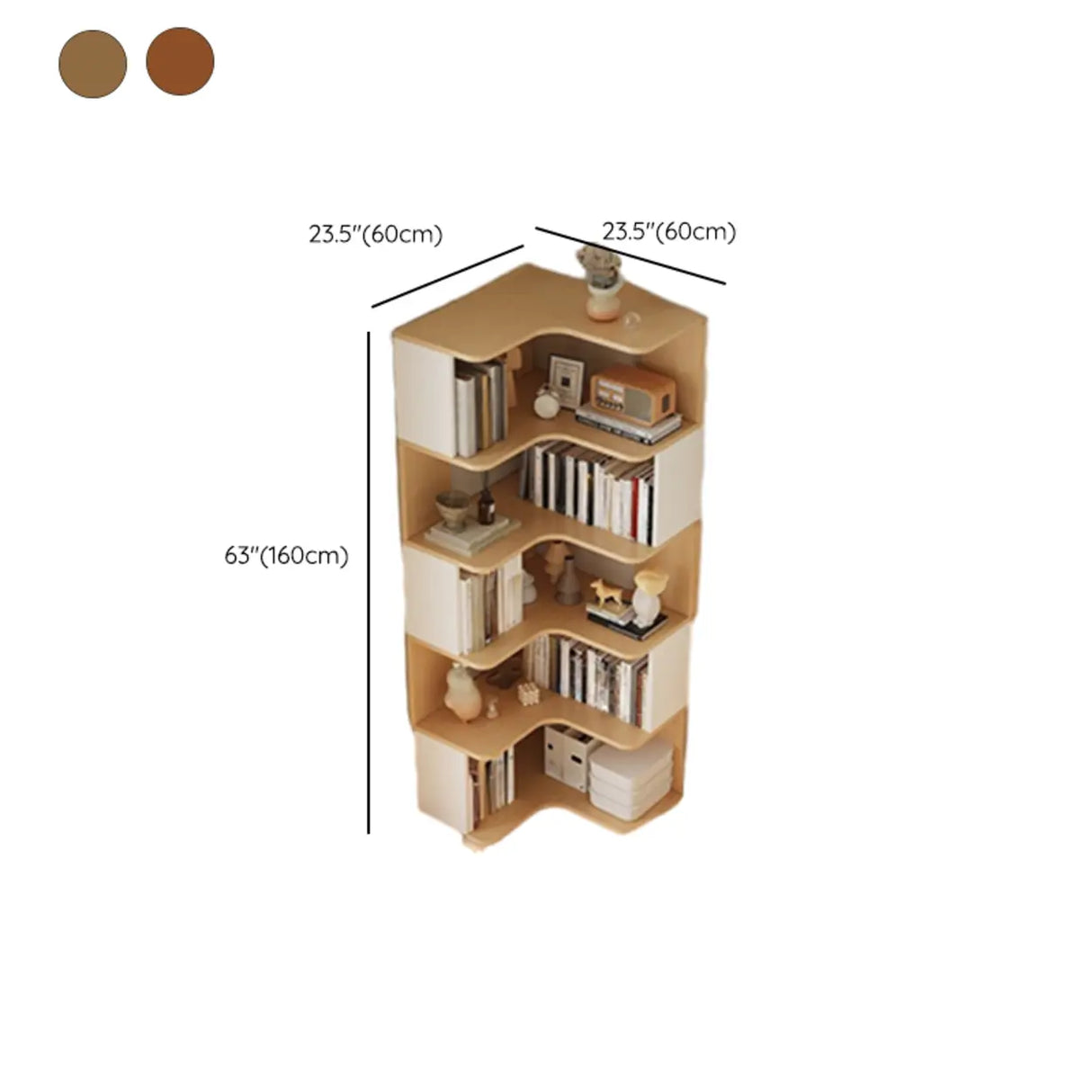 Trendy Open Back Wooden Corner Storage Bookcase Medium Image - 23
