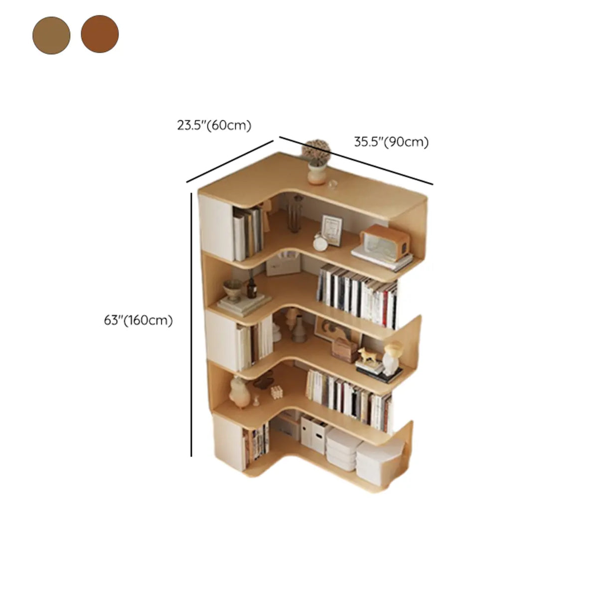 Trendy Open Back Wooden Corner Storage Bookcase Medium Image - 24