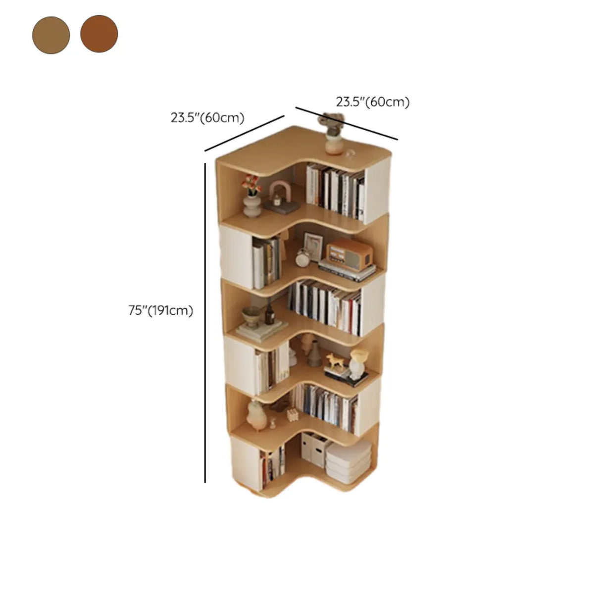 Trendy Open Back Wooden Corner Storage Bookcase Medium Image - 25