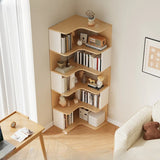 Trendy Open Back Wooden Corner Storage Bookcase Medium Image - 3