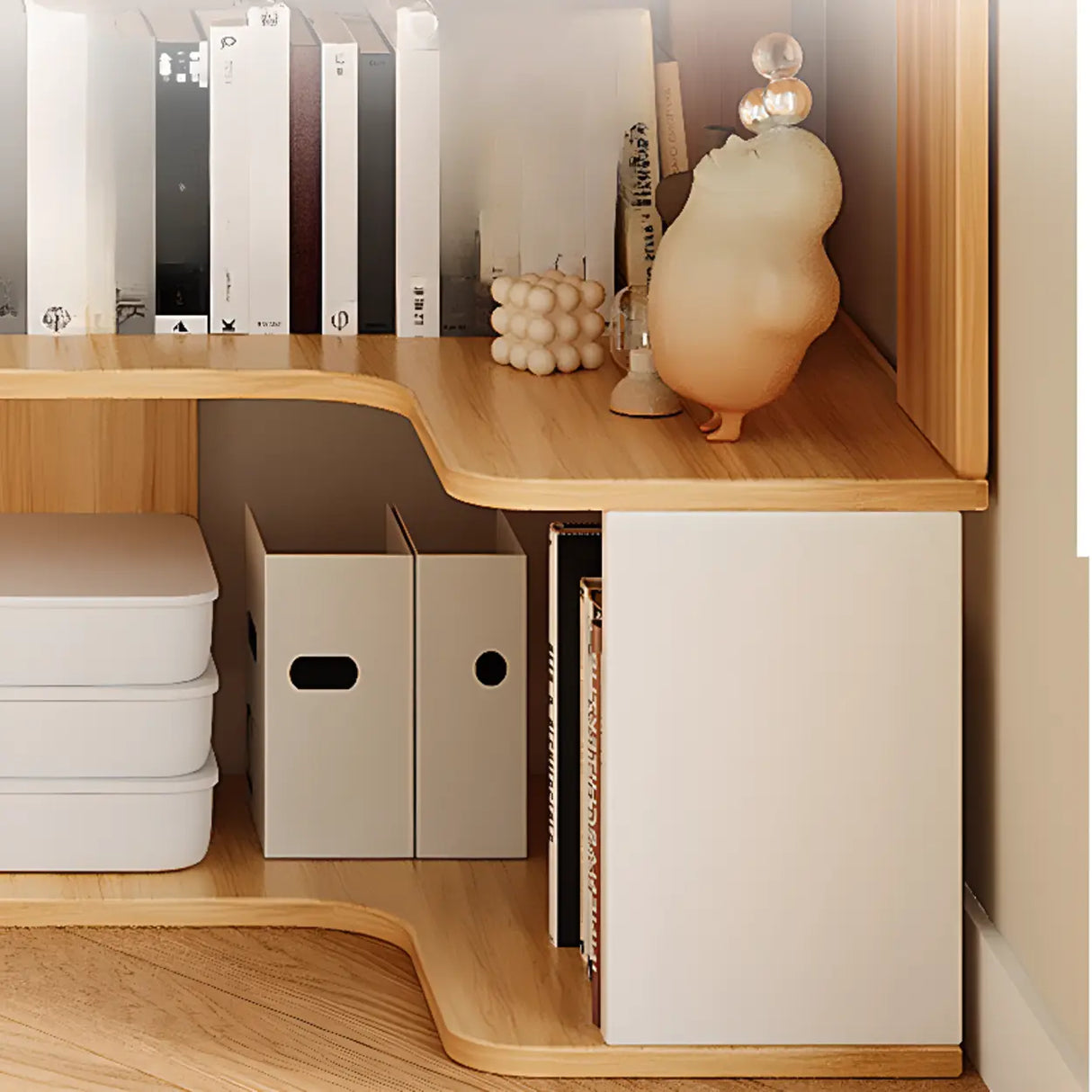 Trendy Open Back Wooden Corner Storage Bookcase Medium Image - 5