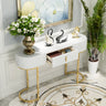 Trendy Oval Marble Grey Glam Hall Accent Console Table Image - 3