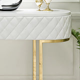 Trendy Oval Marble Grey Glam Hall Accent Console Table Image - 10