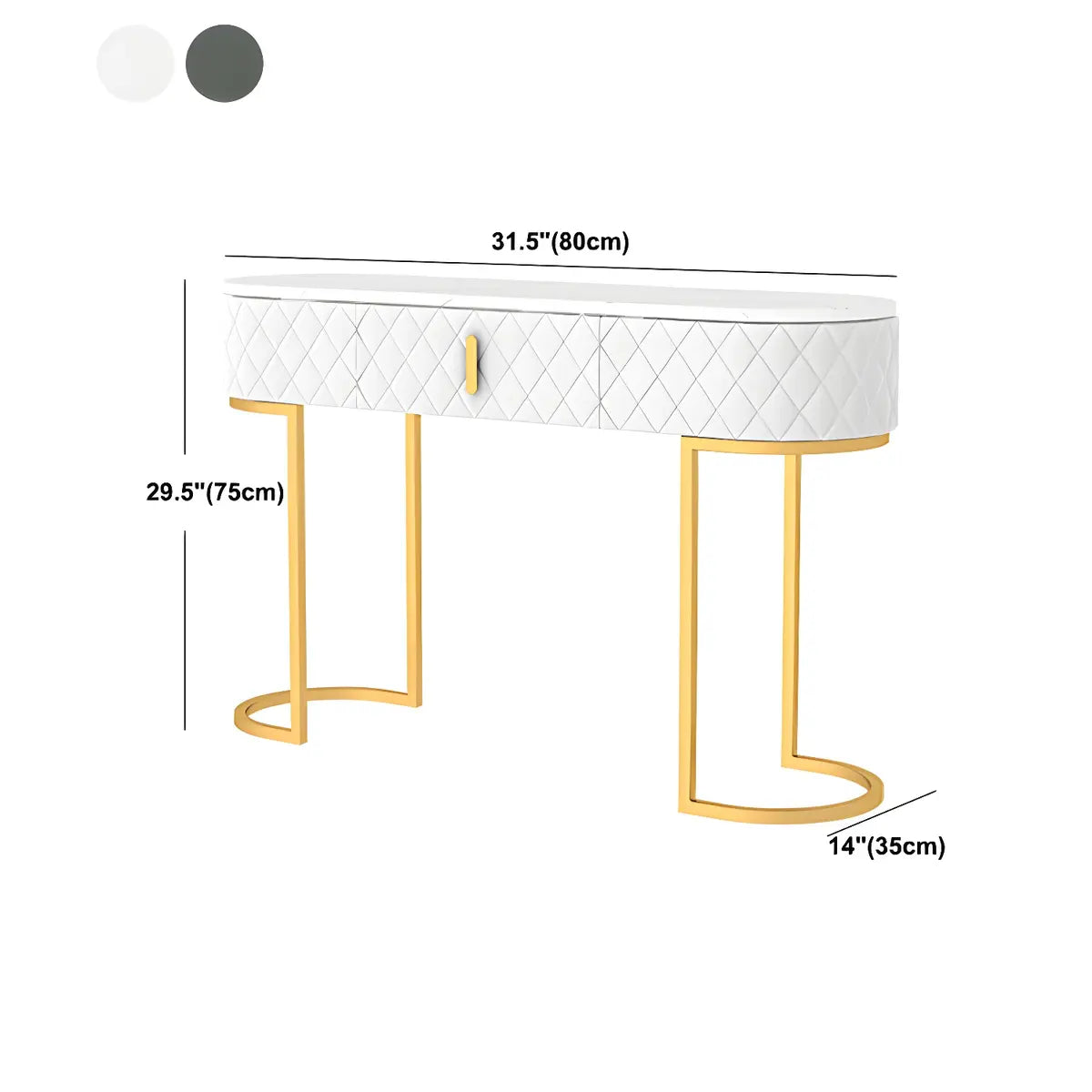 Trendy Oval Marble Grey Glam Hall Accent Console Table 