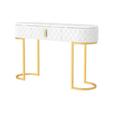 Trendy Oval Marble Grey Glam Hall Accent Console Table Image - 5