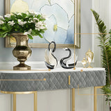 Trendy Oval Marble Grey Glam Hall Accent Console Table Image - 6