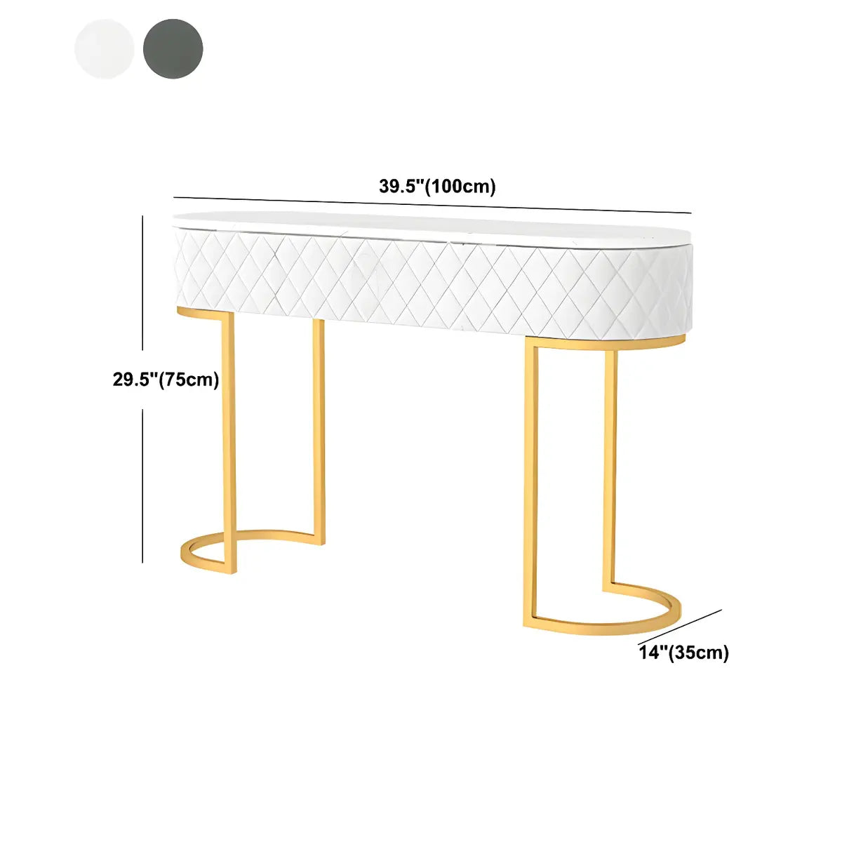 Trendy Oval Marble Grey Glam Hall Accent Console Table Image - 14