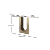 Trendy Oval Stone Top Wood Abstract Base Console Table #size