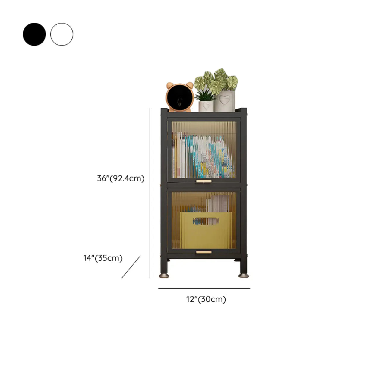 Trendy Plexiglass Doors Steel Narrow Bookcase White 