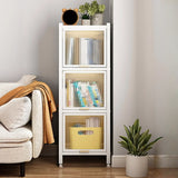 Trendy Plexiglass Doors Steel Narrow Bookcase White Image - 5