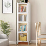 Trendy Plexiglass Doors Steel Narrow Bookcase White Image - 6