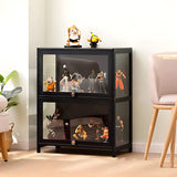 Trendy Rectangular Metal Black Curio Display Cabinet Image - 7