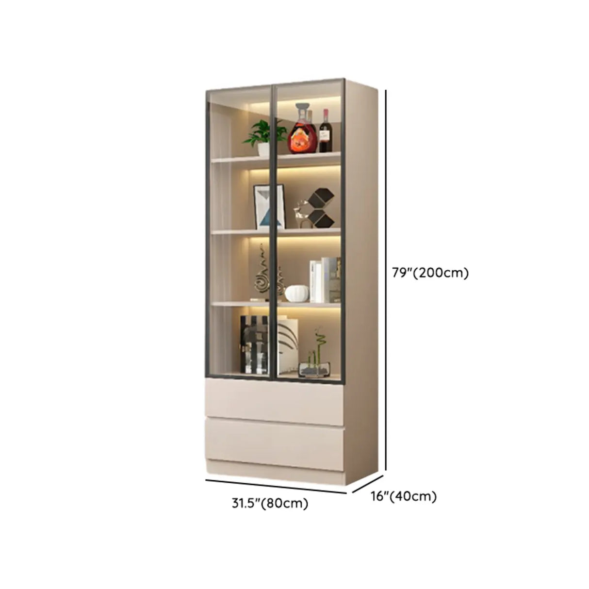 Trendy Rectangular White Large Glass Display Cabinet Image - 22