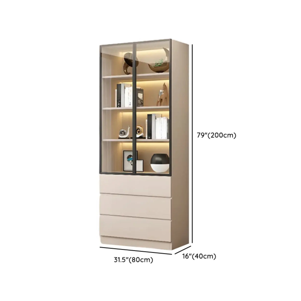 Trendy Rectangular White Large Glass Display Cabinet Image - 23