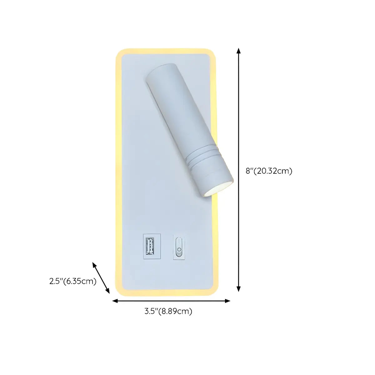 Trendy Square Base Cylinder Bedside Reading Wall Sconce 