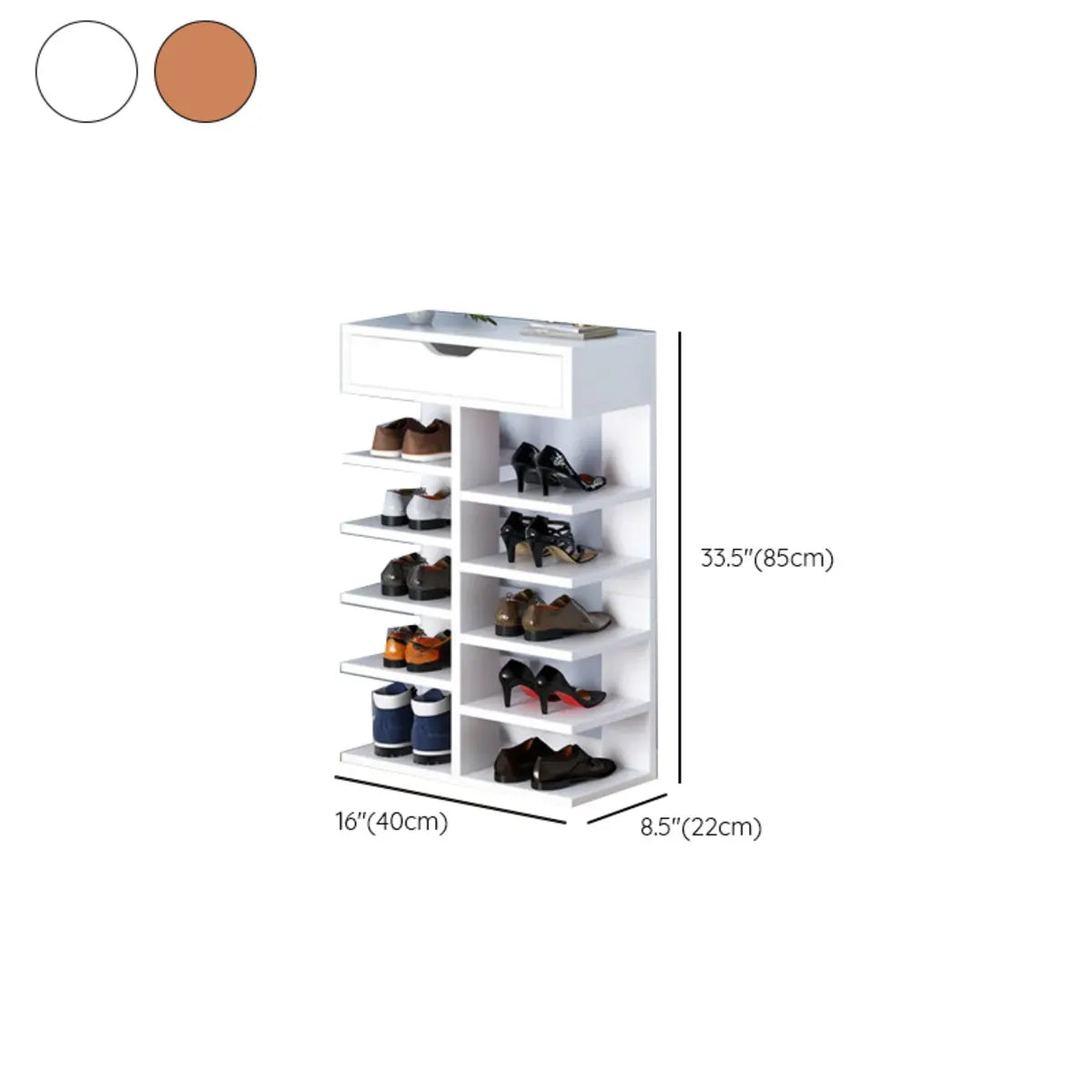 Trendy Tall Wood Entryway Brown Open Storage Shoe Rack 
