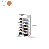Trendy Tall Wood Entryway Brown Open Storage Shoe Rack Image - 23