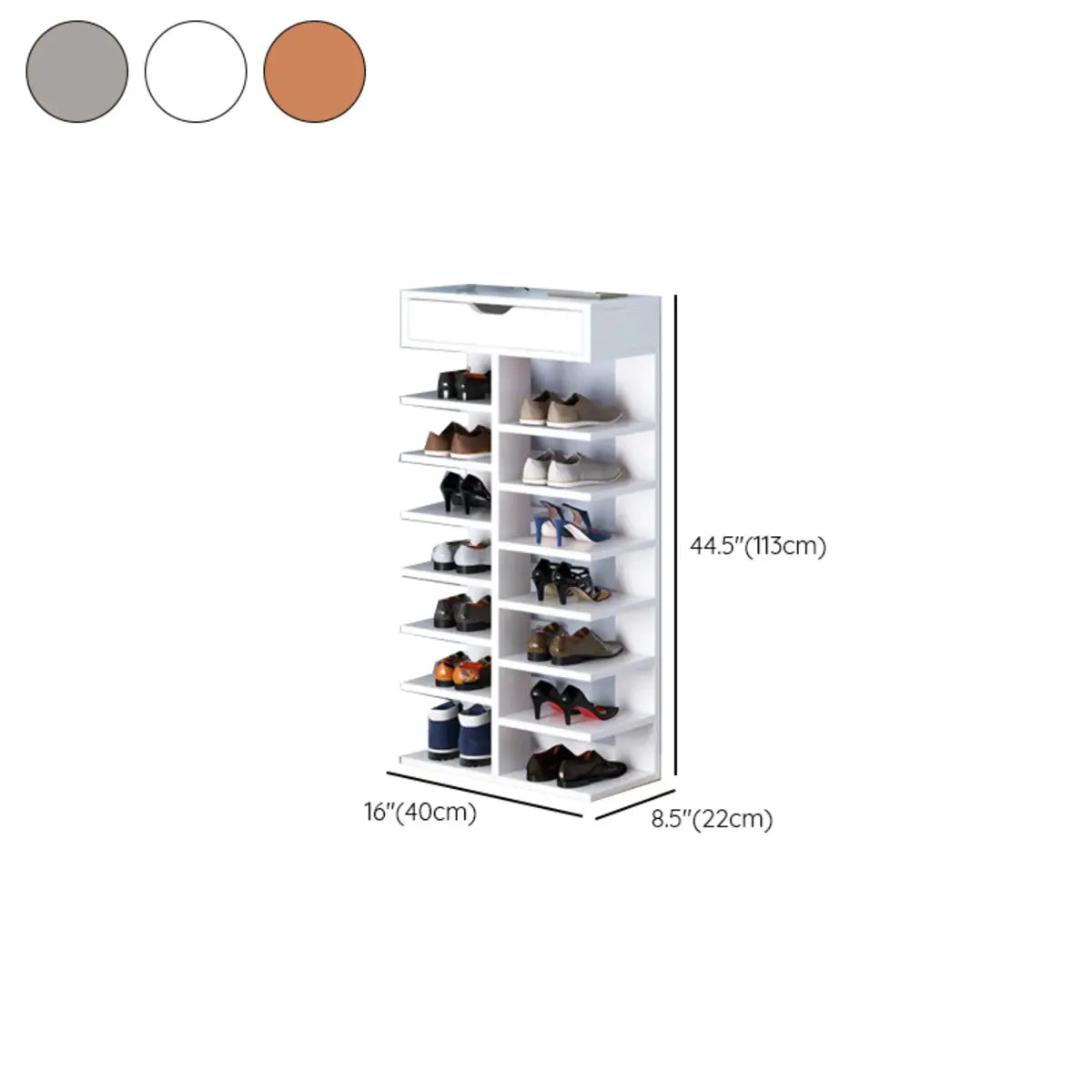 Trendy Tall Wood Entryway Brown Open Storage Shoe Rack Image - 24