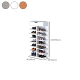 Trendy Tall Wood Entryway Brown Open Storage Shoe Rack Image - 24