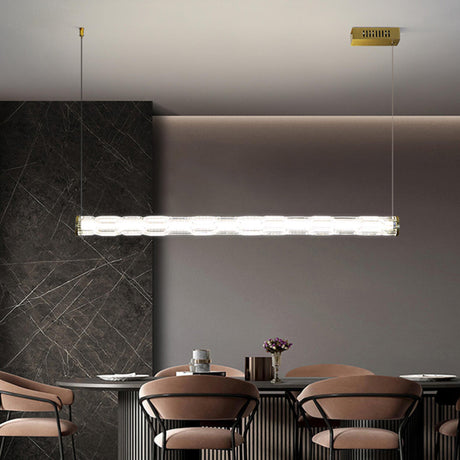 Trendy Textured Glass Cylinder Island Pendant Light Image - 1