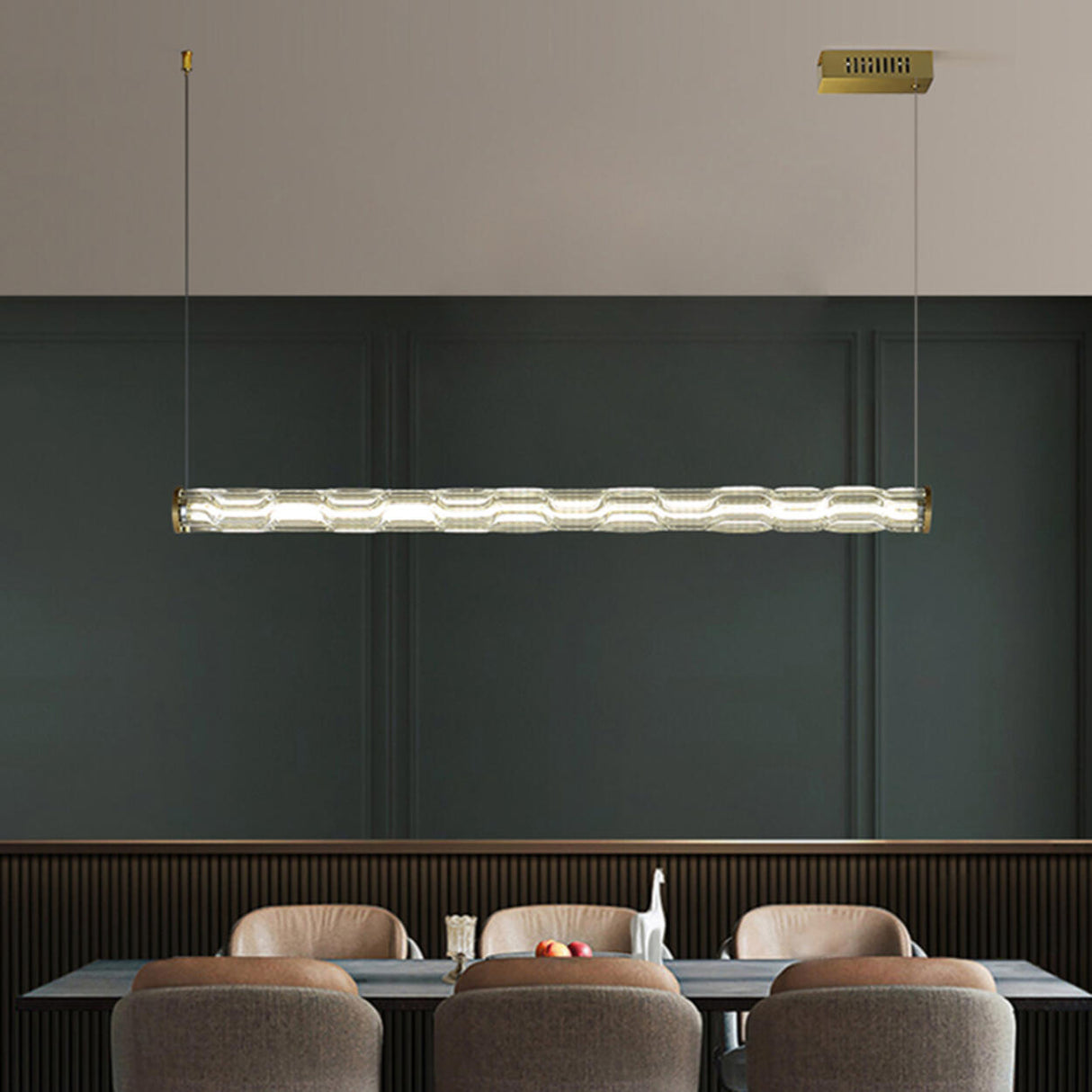 Trendy Textured Glass Cylinder Island Pendant Light Image - 3