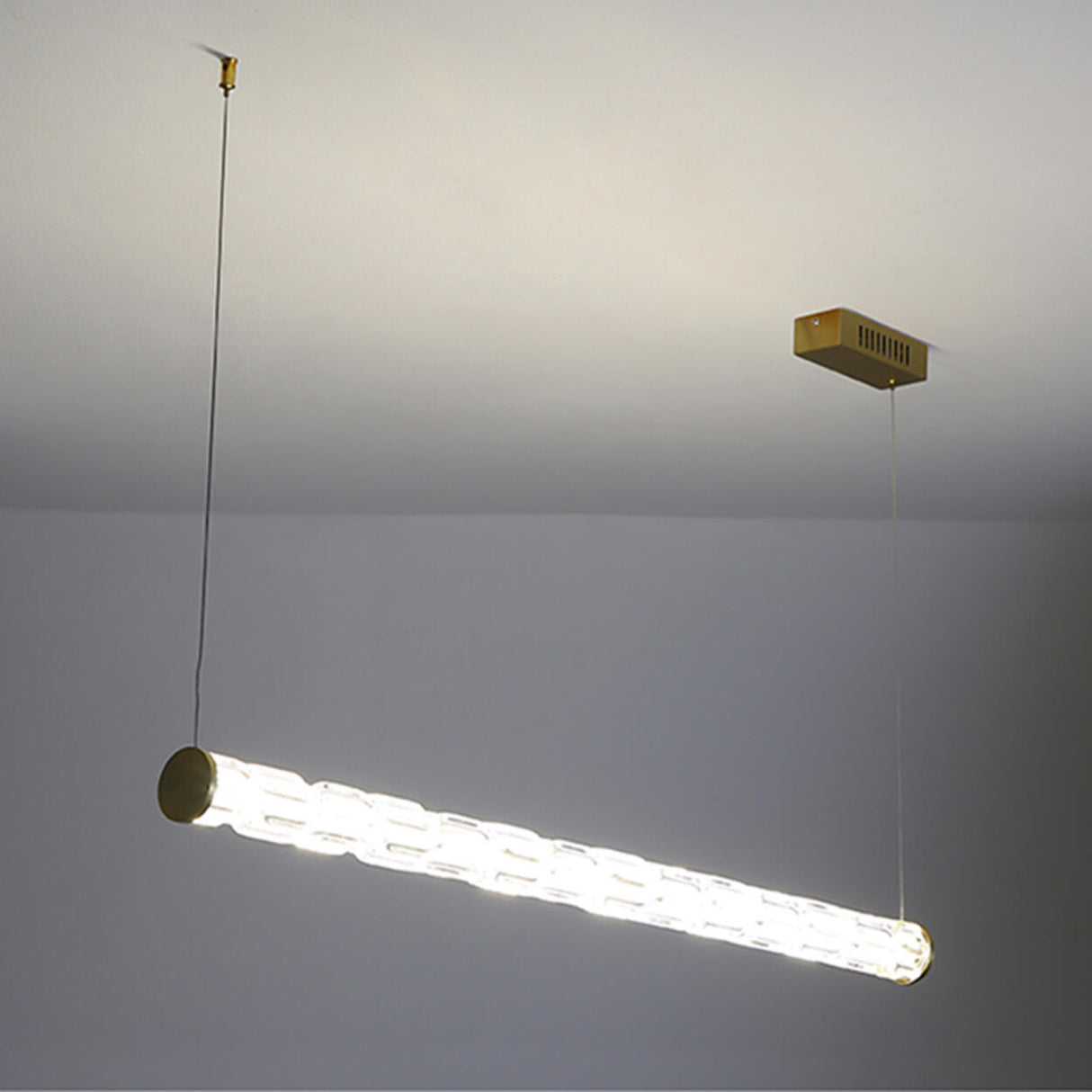 Trendy Textured Glass Cylinder Island Pendant Light Image - 7