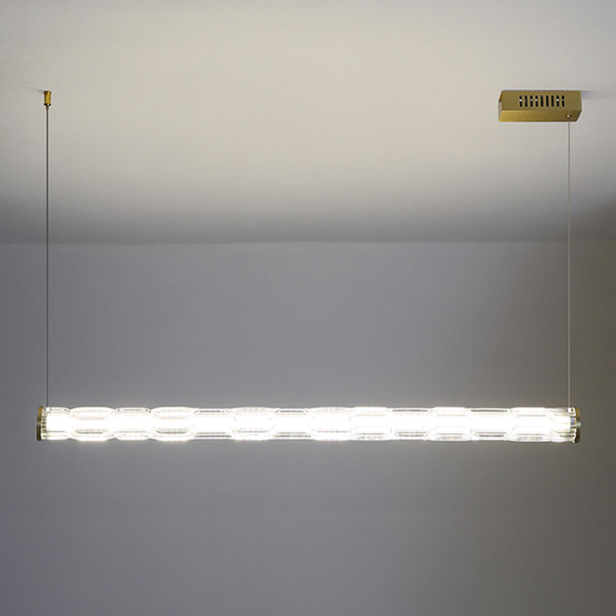 Trendy Textured Glass Cylinder Island Pendant Light Image - 8