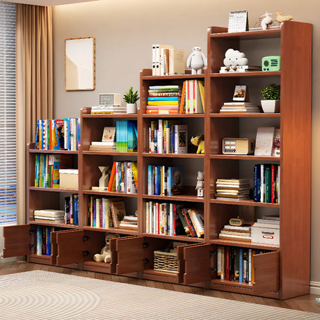 Trendy Vertical Open Back Solid Wood Display Bookshelf Image - 1