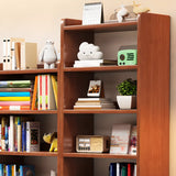 Trendy Vertical Open Back Solid Wood Display Bookshelf Image - 10
