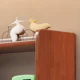 Trendy Vertical Open Back Solid Wood Display Bookshelf Image - 13