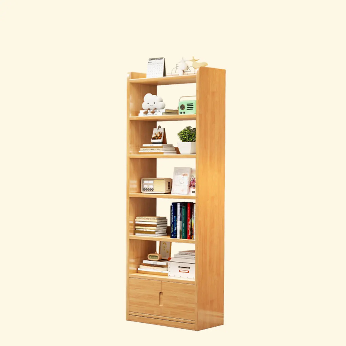 Trendy Vertical Open Back Solid Wood Display Bookshelf Image - 16