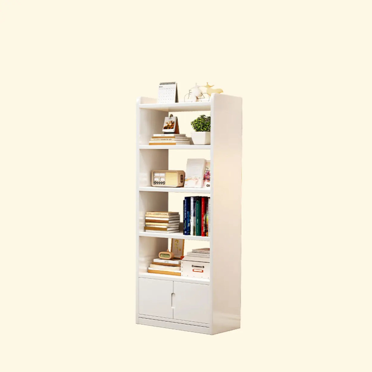 Trendy Vertical Open Back Solid Wood Display Bookshelf Image - 21