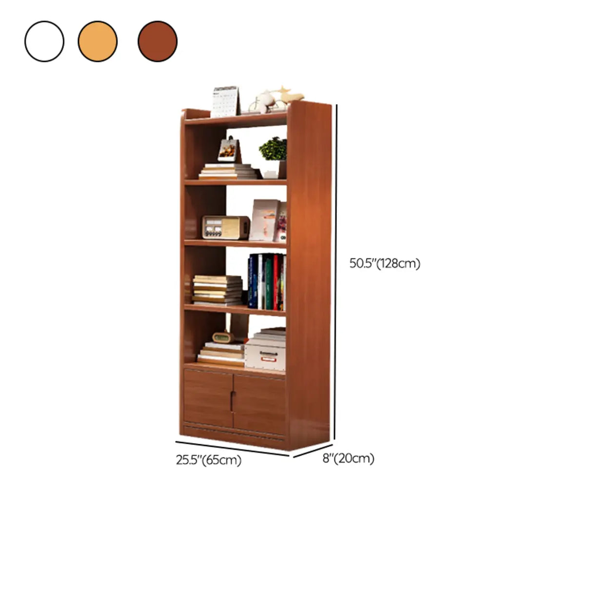 Trendy Vertical Open Back Solid Wood Display Bookshelf Image - 25
