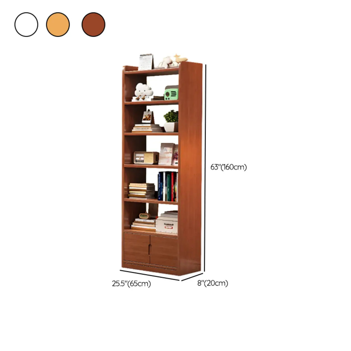 Trendy Vertical Open Back Solid Wood Display Bookshelf Image - 26