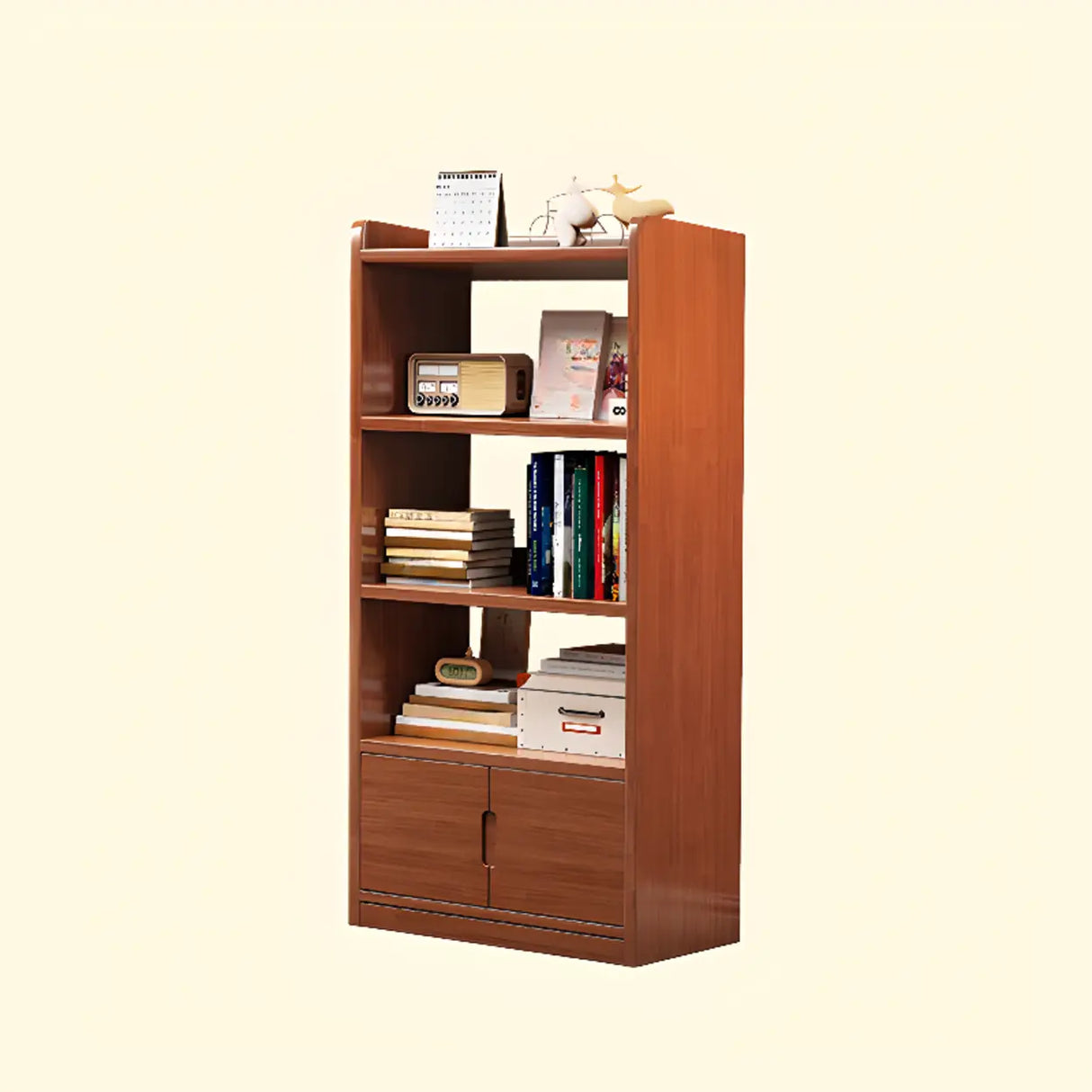 Trendy Vertical Open Back Solid Wood Display Bookshelf Image - 3