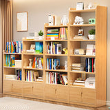 Trendy Vertical Open Back Solid Wood Display Bookshelf Image - 4