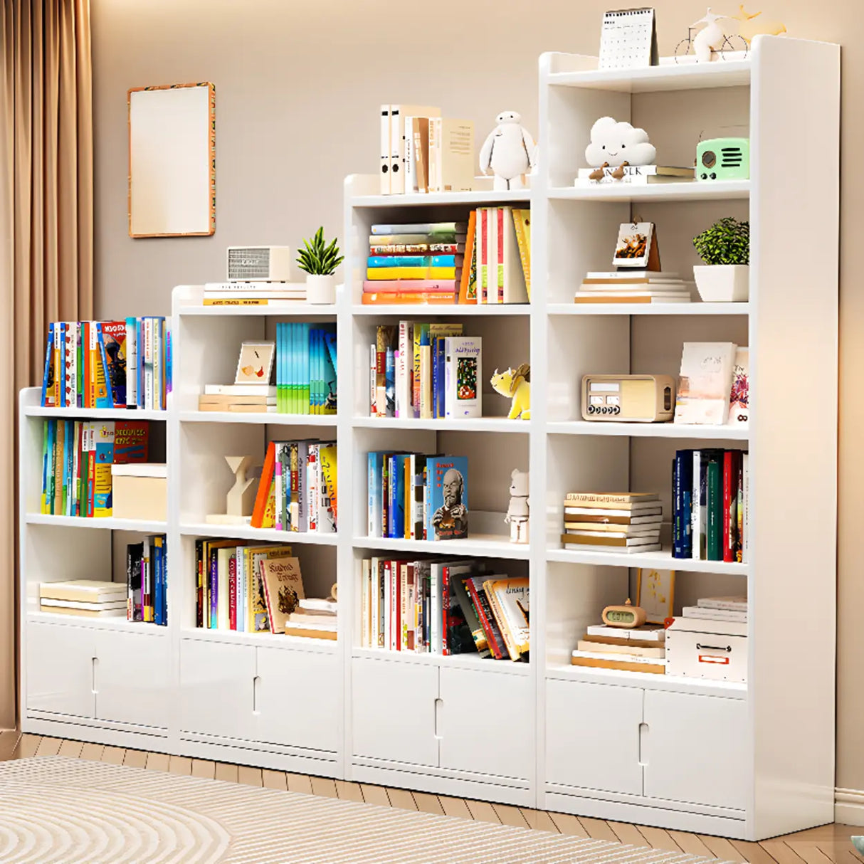 Trendy Vertical Open Back Solid Wood Display Bookshelf Image - 6