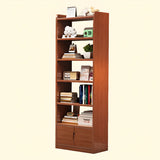 Trendy Vertical Open Back Solid Wood Display Bookshelf Image - 7